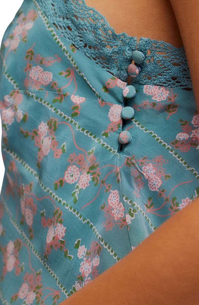 Free People Bali Margot Lace Trim Camisole, Alternate, color, Mineral Blue Combo