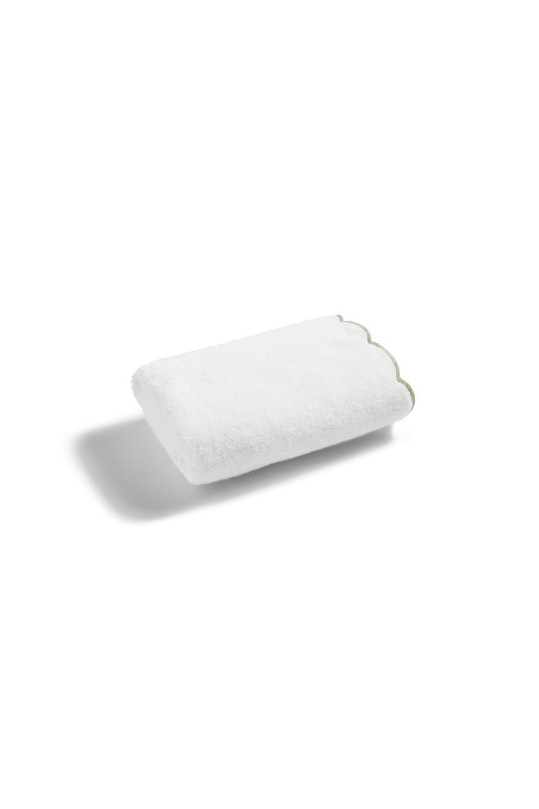 Scallop Edge Luxury Turkish Cotton Hand Towels, Main, color, Matcha