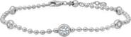 Crislu Cubic Zirconia Station Ball Chain Bracelet