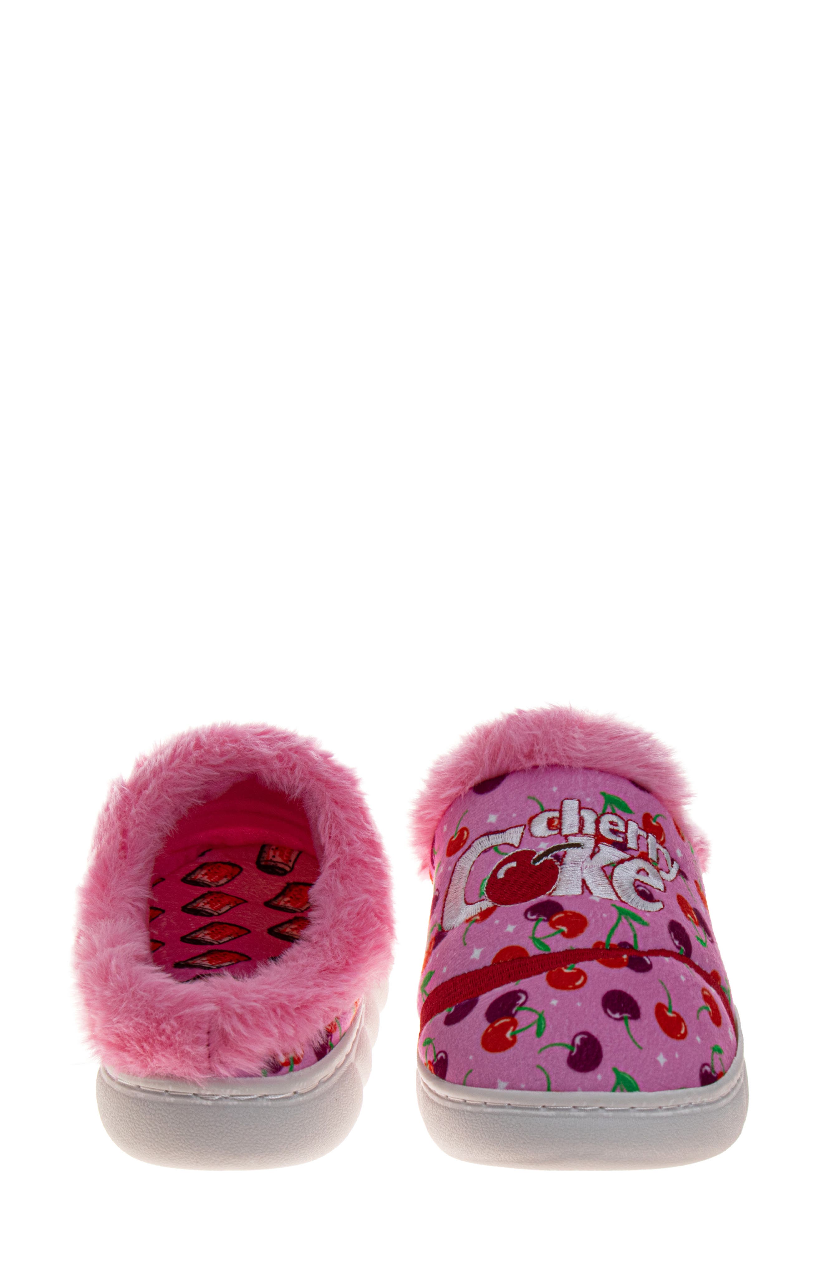 JOSMO Cherry Coke<sup>®</sup> Faux Fur Trim Slipper, Alternate, color, Cherry