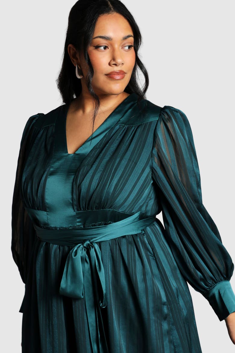 Plus Stripe Maxi Dress, Alternate, color, Emerald