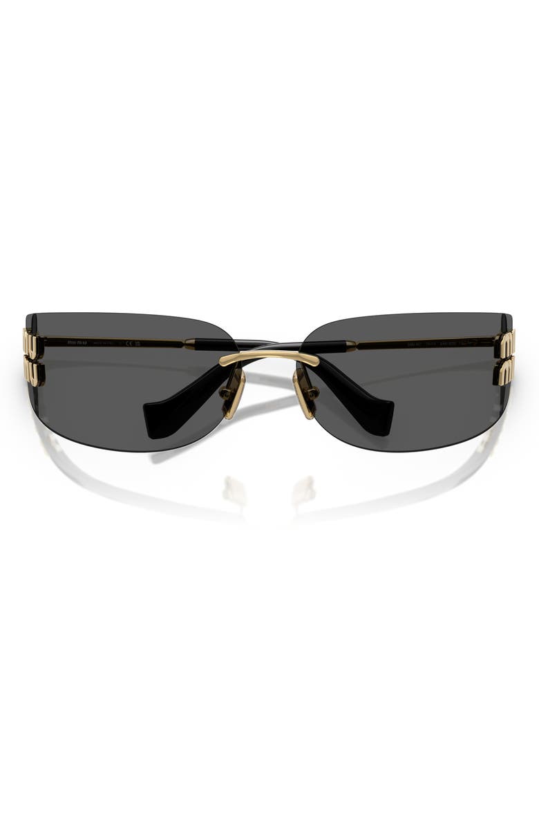Miu Miu 75mm Oversize Rectangular Wrap Sunglasses, Alternate, color, Gold / Dark Grey