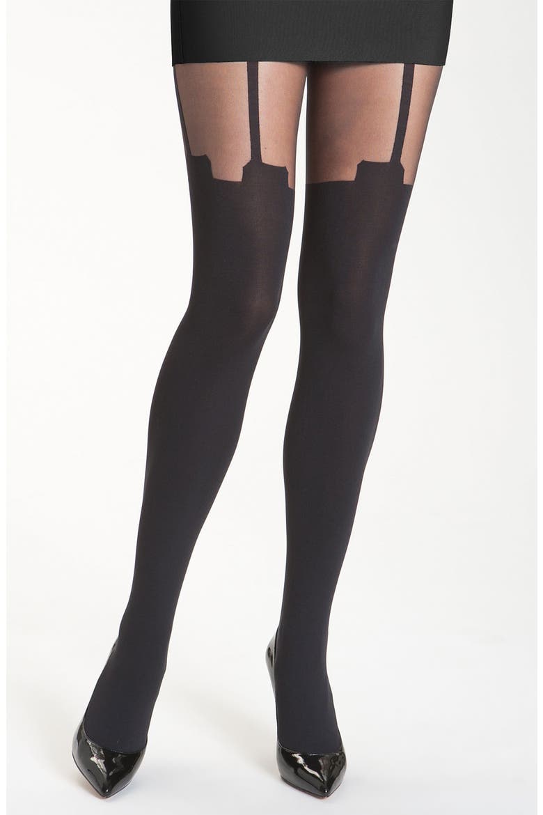 'House of Holland Super Suspender' Tights, Main, color, BLACK