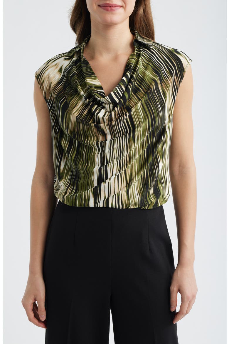 Extended Shoulder Cowl Neck Top, Main, color, BAY LEAF MULTI
