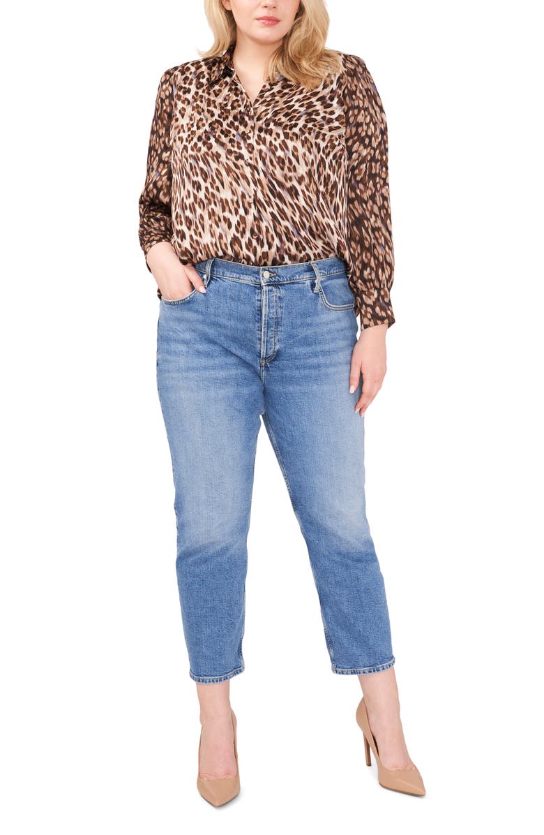 Vince Camuto Leopard Print Button-Up Shirt, Alternate, color,