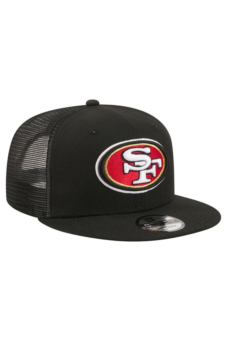 Men's New Era  Black San Francisco 49ers Core Team 9FIFTY Trucker Snapback Hat, Alternate, color, Black