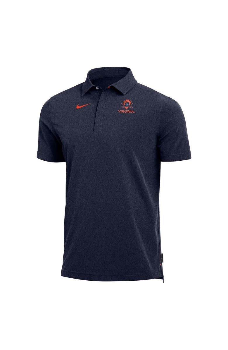 Nike Men's Nike Heathered Navy Virginia Cavaliers 2022 Coach Performance Polo, Alternate, color, Heather Navy