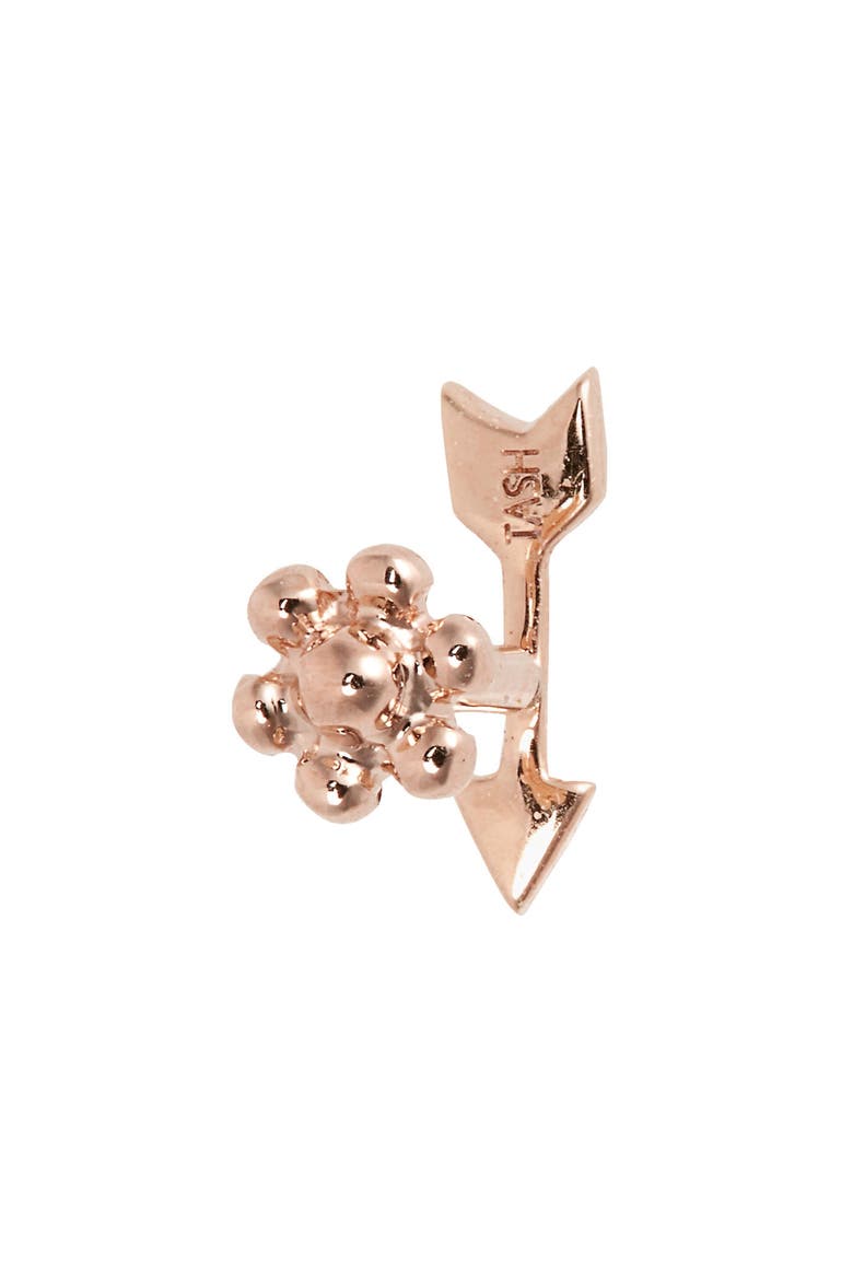 Diamond Arrow Single Threaded Stud Earring, Alternate, color, ROSE GOLD