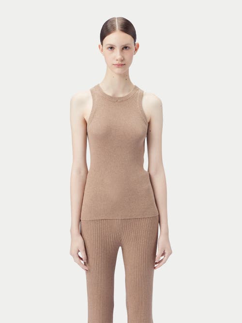Gobi Mongolian Cashmere Cotton Silk Cashmere Tank Top In Timber Wolf