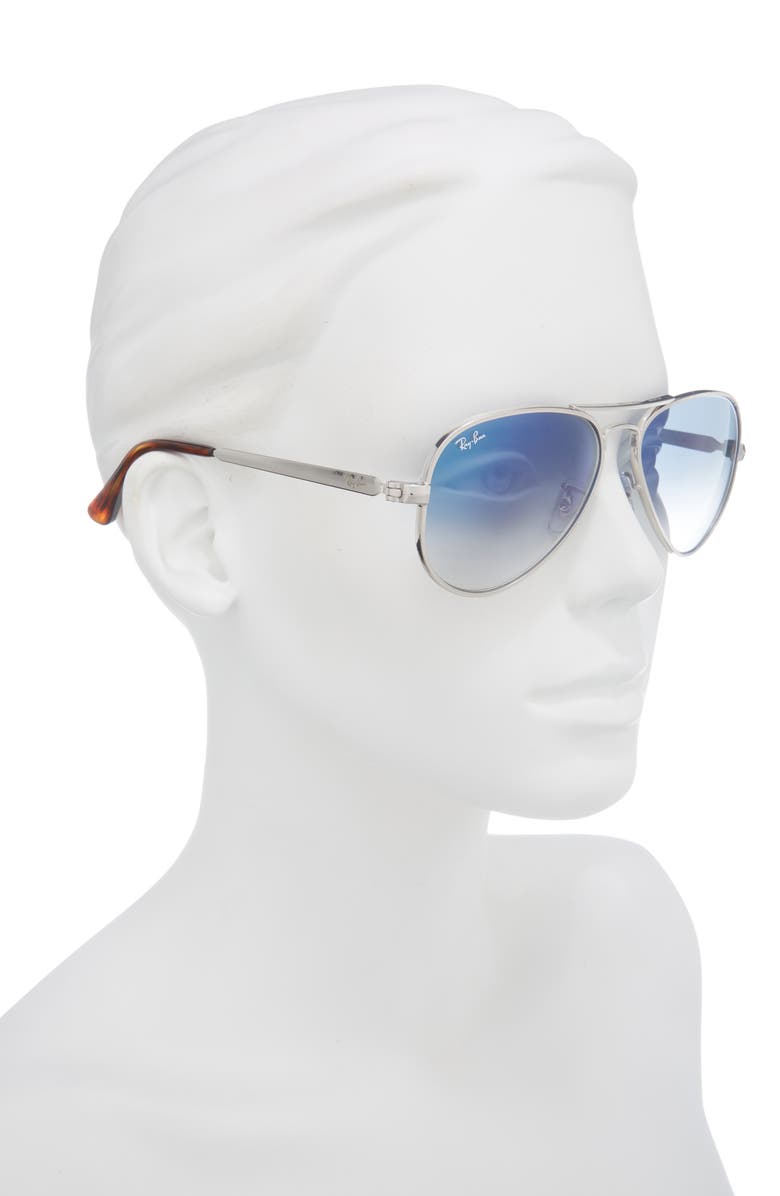Ray-Ban Max Aviator 58mm Gradient Pilot Sunglasses, Alternate, color, Silver / Clear Gradient Blue