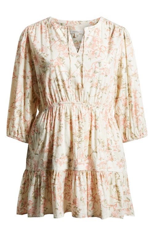 Treasure & Bond Floral Print Ruffle Hem Minidress In White
