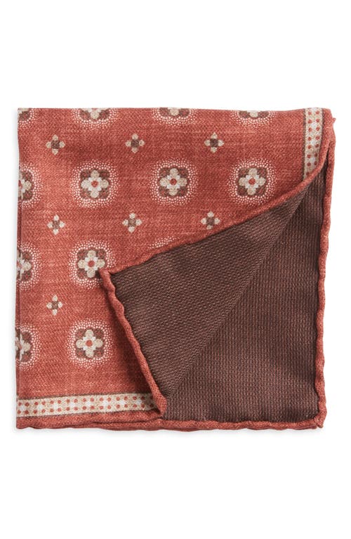 EDWARD ARMAH Foulard Reversible Silk Pocket Square in Cinnamon 