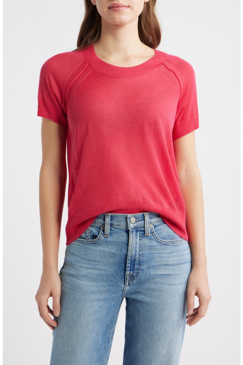 Short Sleeve Knit Shirt, Main, color, BRIGHT ROSE