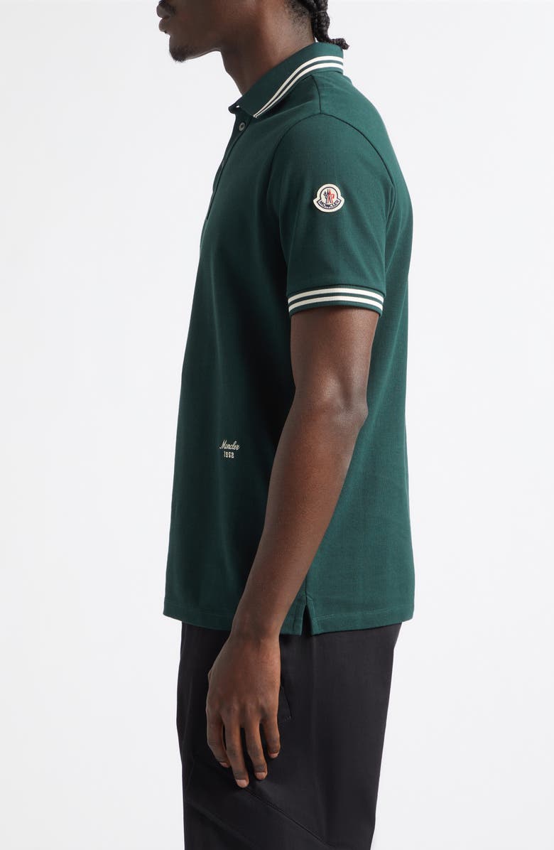 Moncler Tipped Cotton Piqué Polo, Alternate, color, Pine Grove