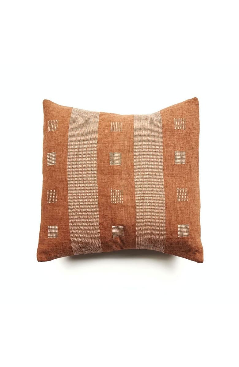 Studio Variously Chokor Nira Ochre Organic Cotton Handloom Pillow - Cover + Insert, Main, color, Brown/Ochre