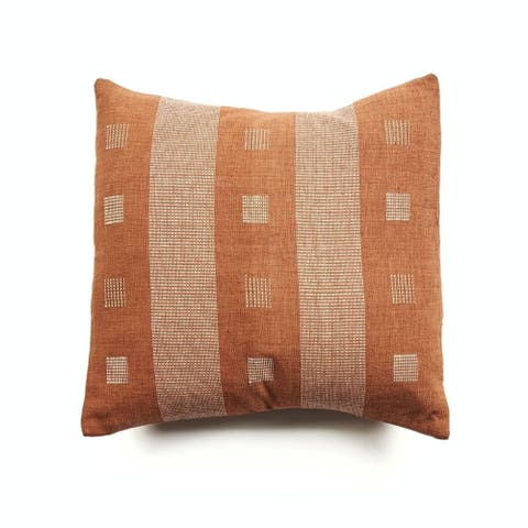 Chokor Nira Ochre Organic Cotton Handloom Pillow - Cover + Insert