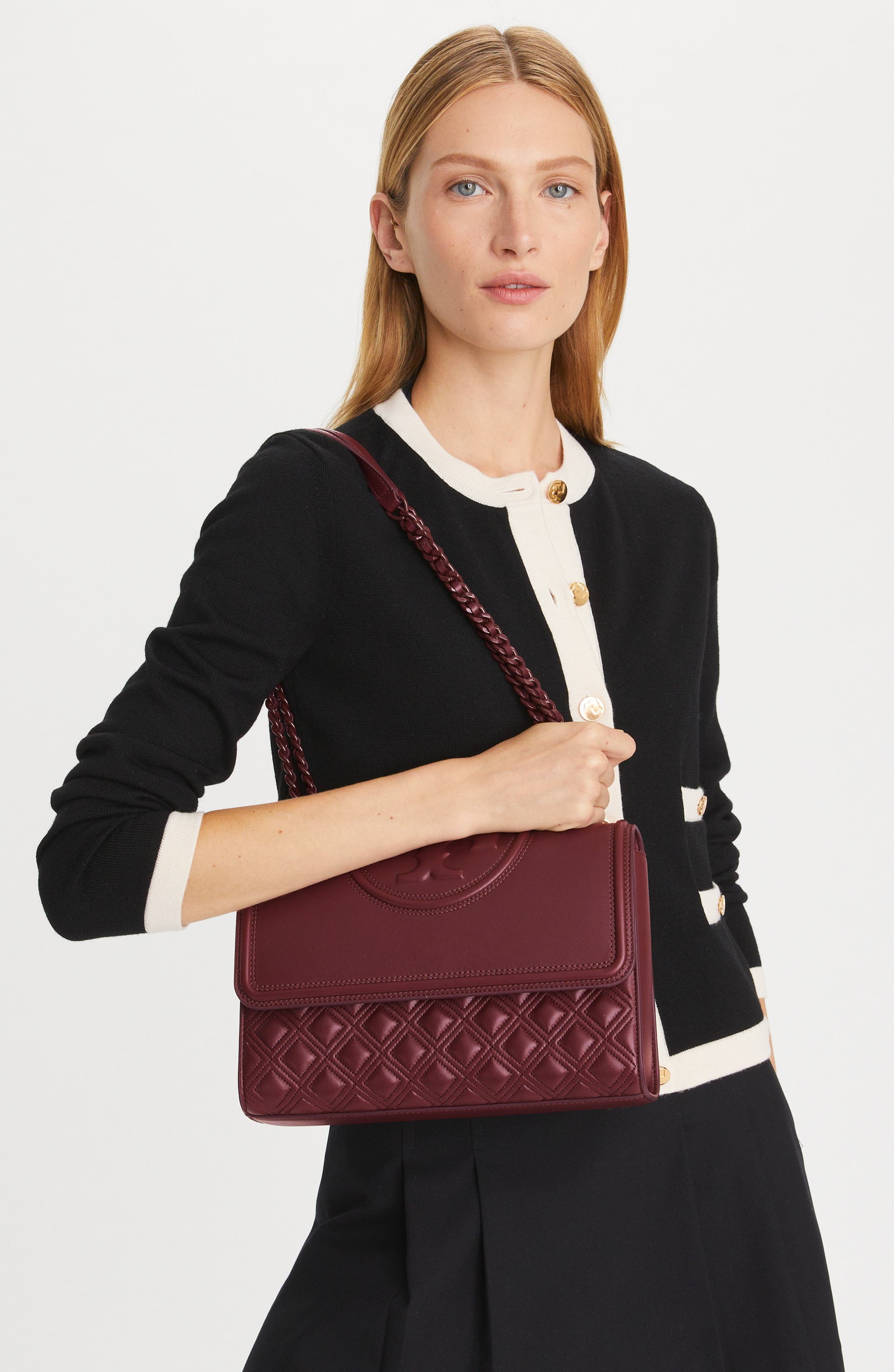 Fleming Convertible Leather Shoulder Bag, Alternate, color, WINE