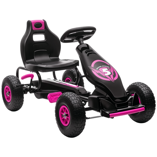 Aosom Ergonomic Pedal Go Kart with Wear-Resistant Tread in Pink  product