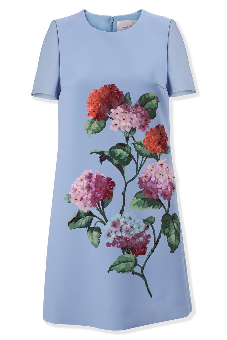 Hydrangea Embroidered Sleeveless Shift Minidress, Main, color, CLOUDY BLUE MULTI