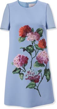 Carolina Herrera Hydrangea Embroidered Sleeveless Shift Minidress
