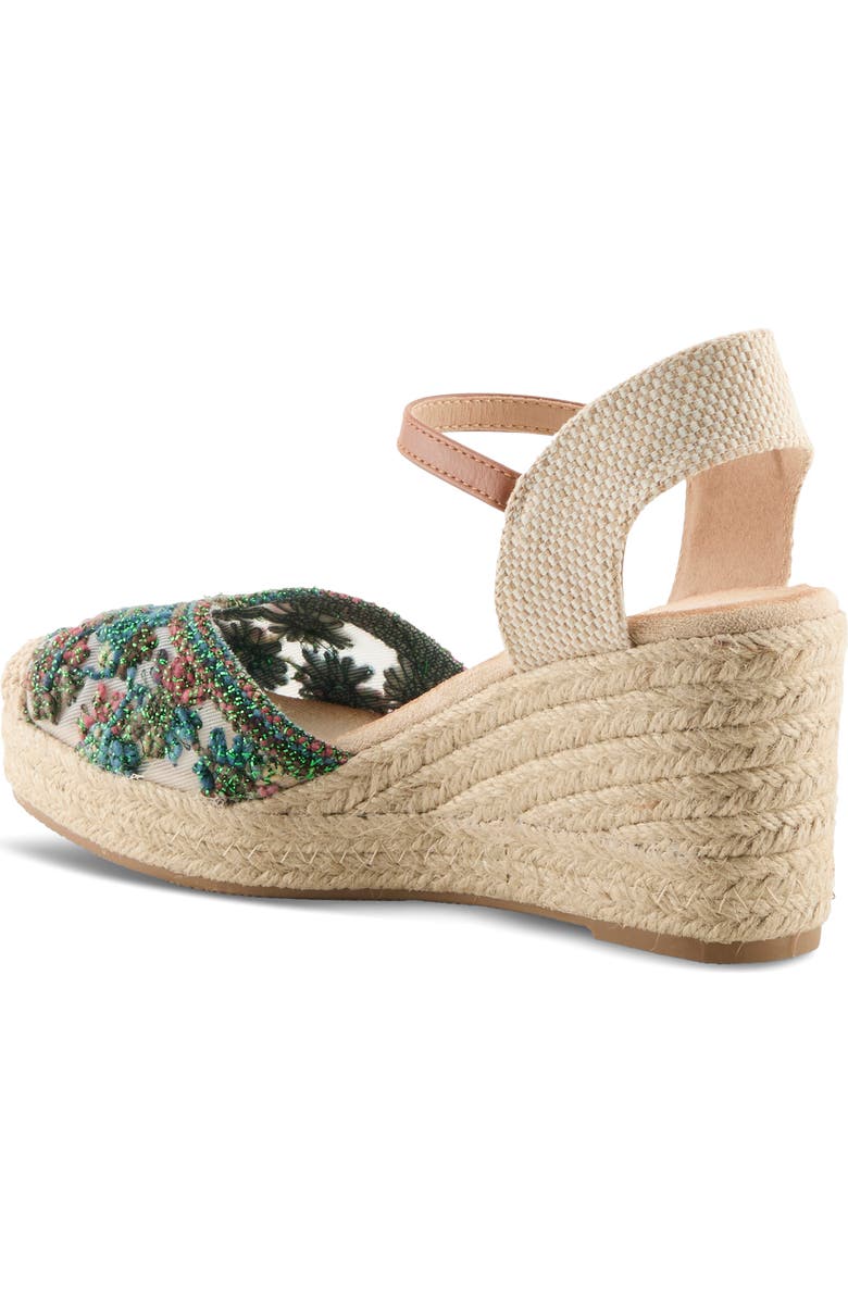 AZURA BY SPRING STEP Querdita Embroidered Platform Wedge, Alternate, color, Green Multi