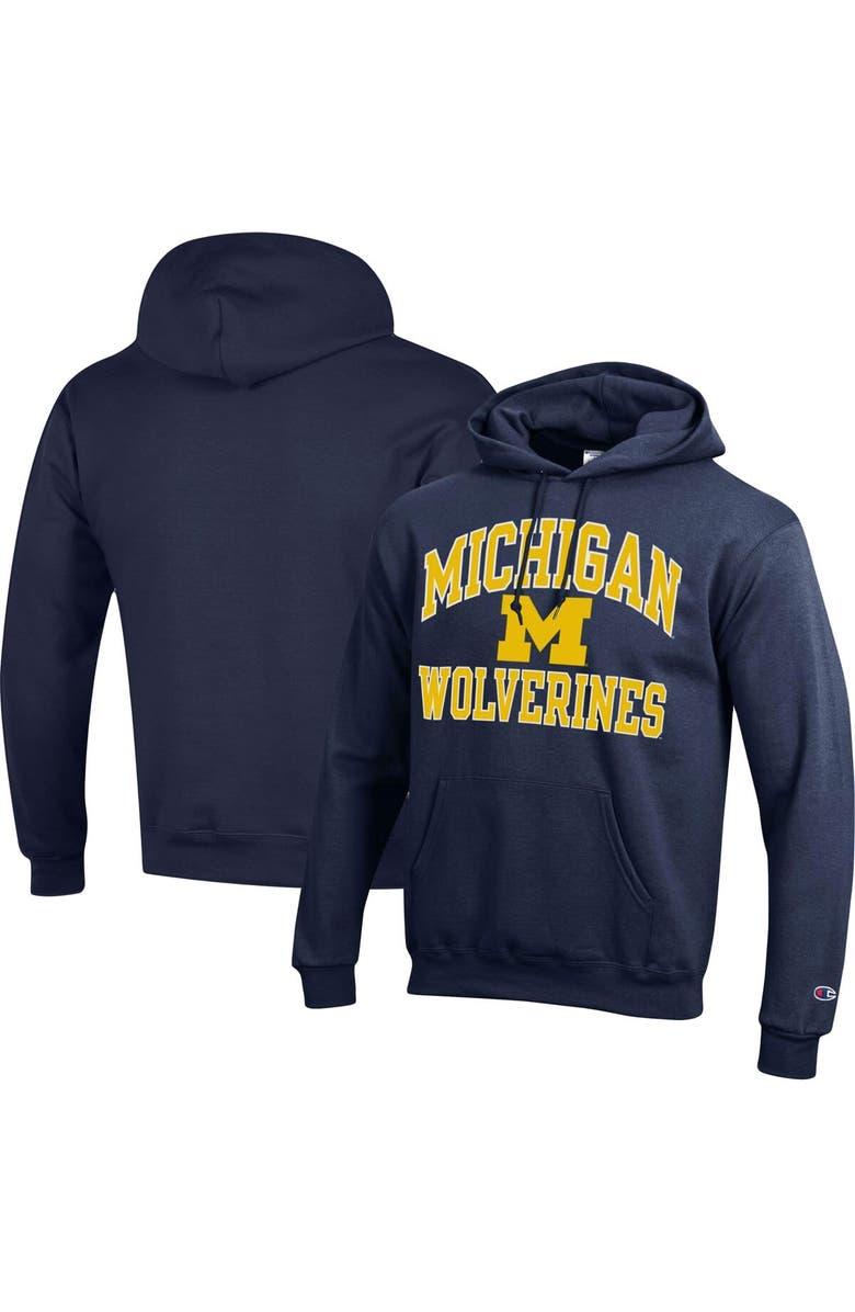 Champion Men's Champion Navy Michigan Wolverines High Motor Pullover Hoodie, Main, color, Navy