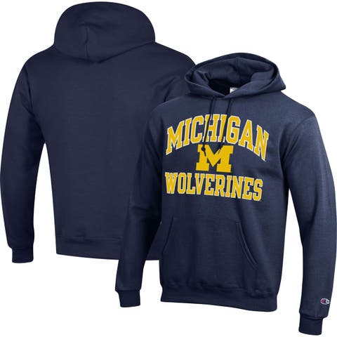 Men's Champion Navy Michigan Wolverines High Motor Pullover Hoodie