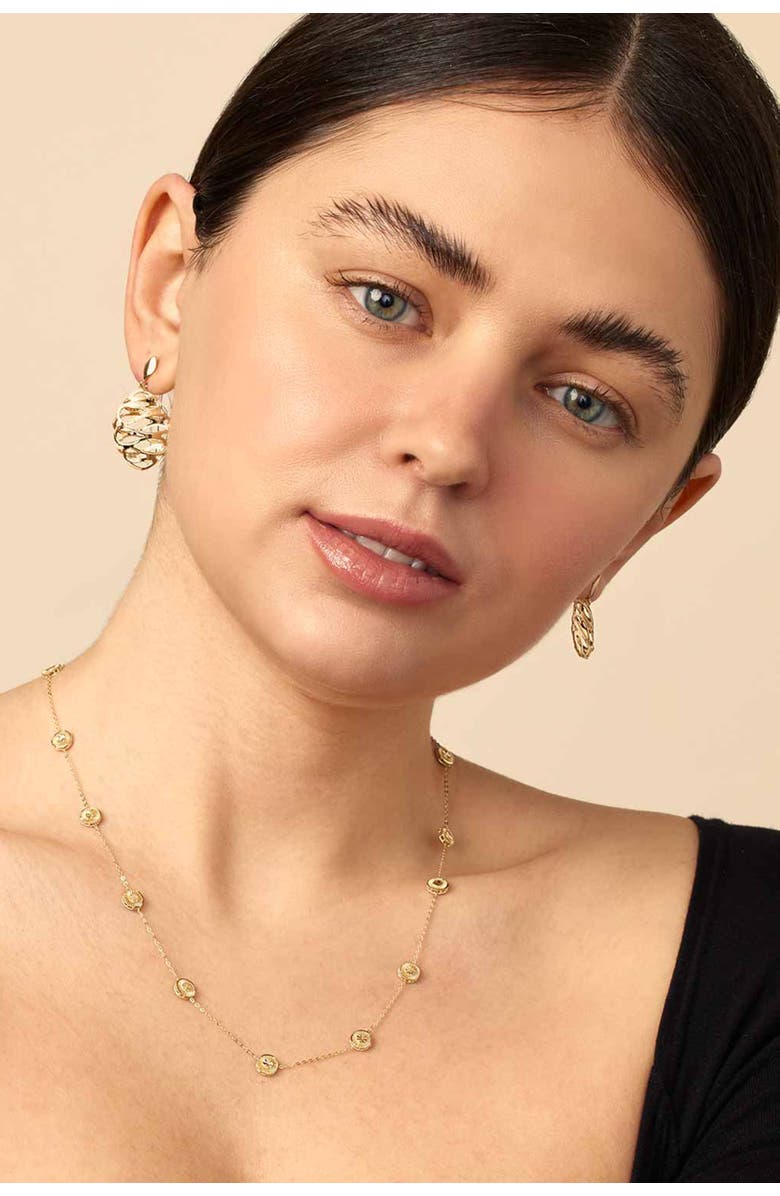 Oradina 14K Yellow Gold Revello Oval Drop Earrings, Alternate, color, Yellow Gold