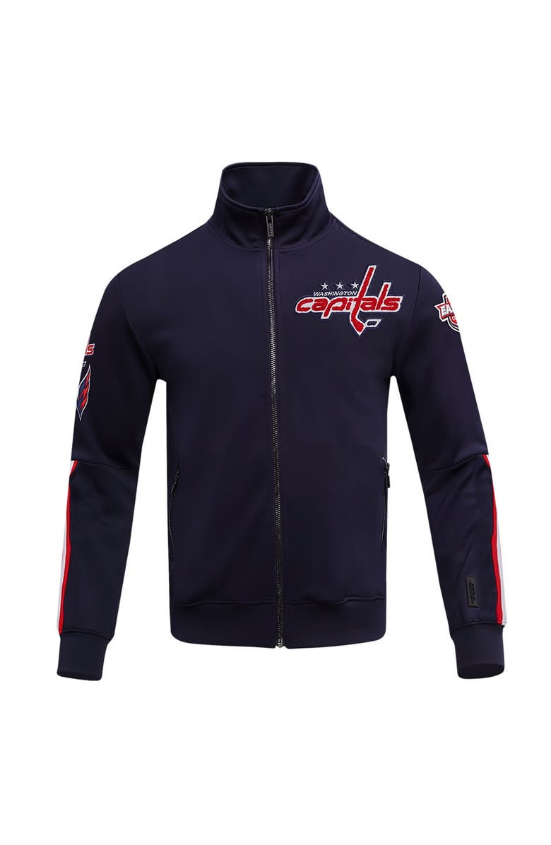 PRO STANDARD Men's Pro Standard Navy Washington Capitals Classic Chenille Full-Zip Track Jacket, Alternate, color,