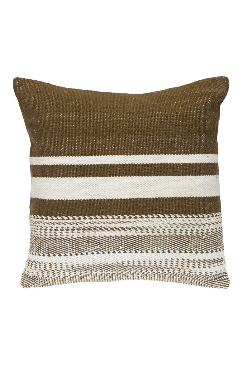Stripe Square Accent Pillow, Main, color, BROWN