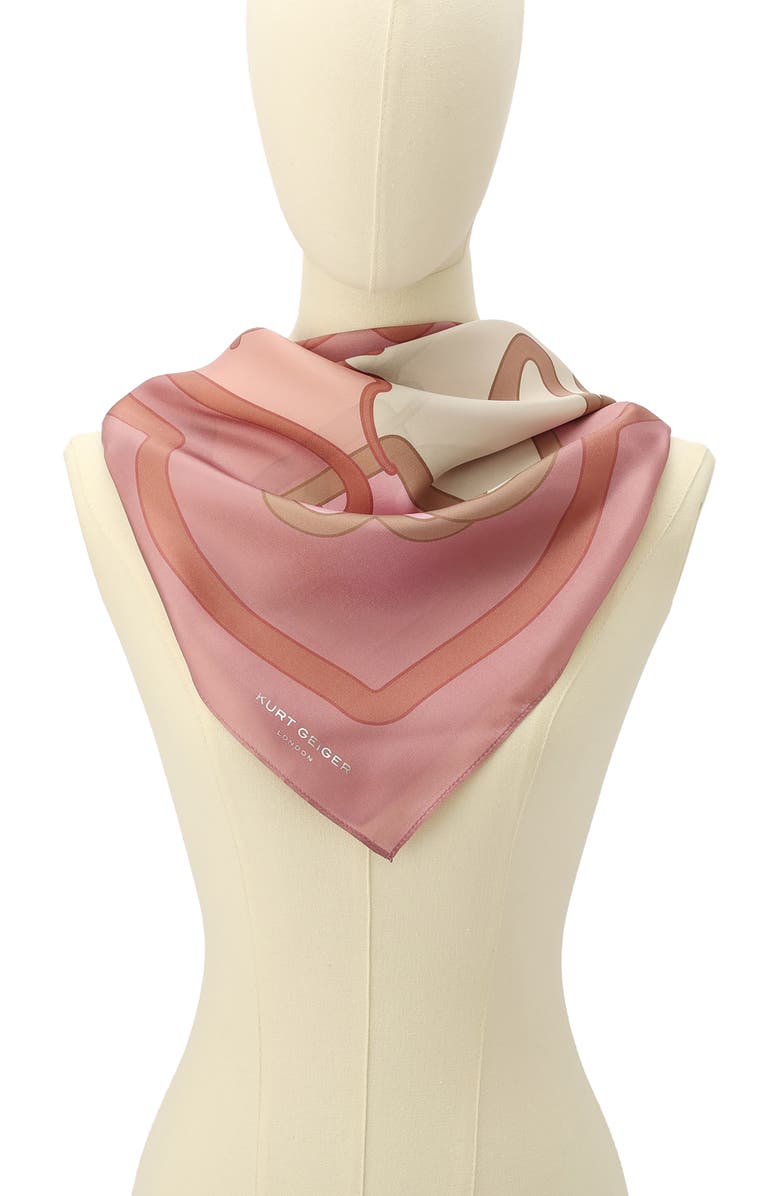Kurt Geiger London Script Silk Square Scarf, Alternate, color, Pink