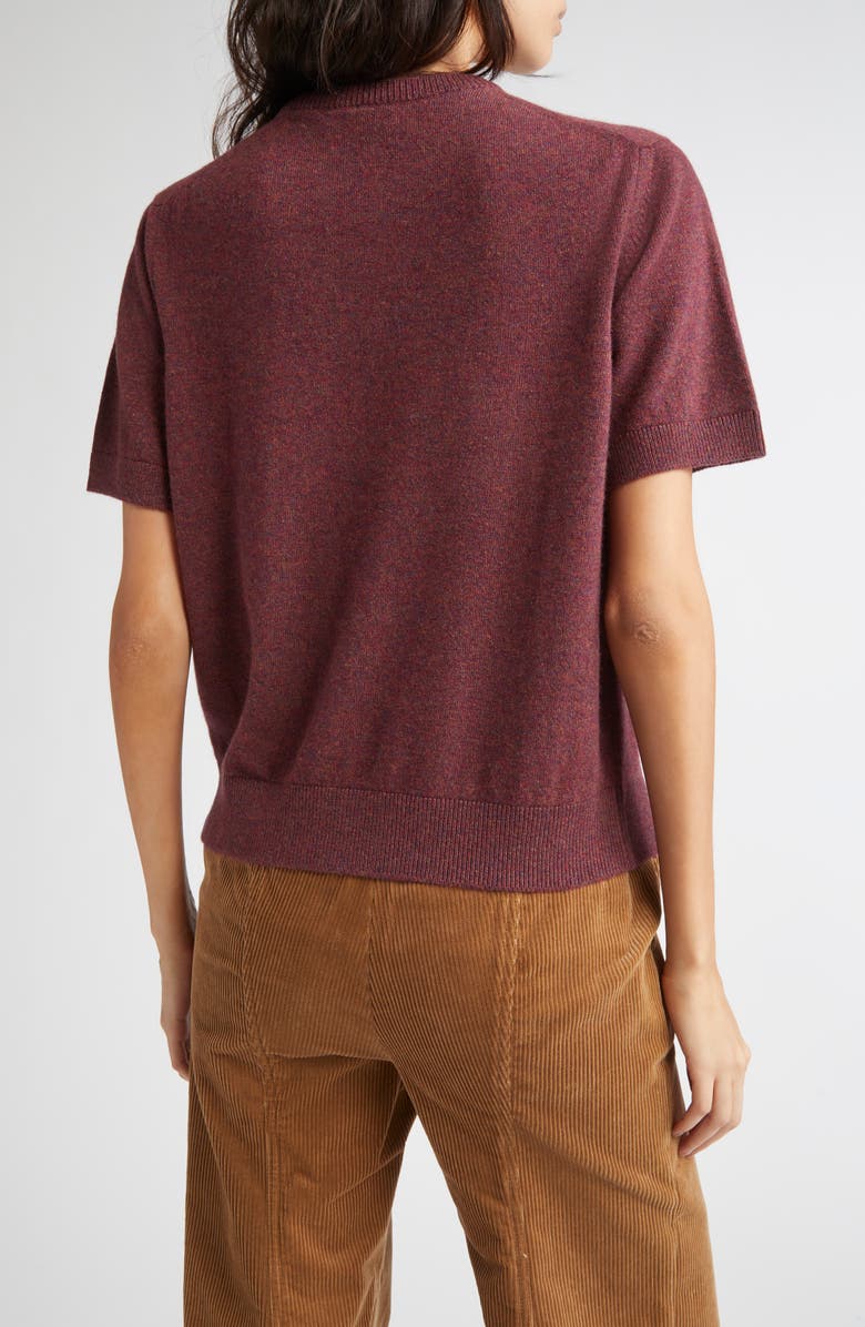 Johnstons of Elgin Classic Cashmere Short Sleeve Sweater, Alternate, color, Damson