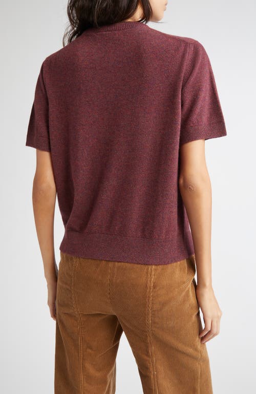 Johnstons Of Elgin Classic Cashmere Short Sleeve Sweater In Burgundy