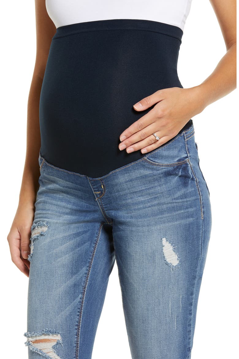 Maternity Chewed Hem Skinny Jeans, Alternate, color, LUCA