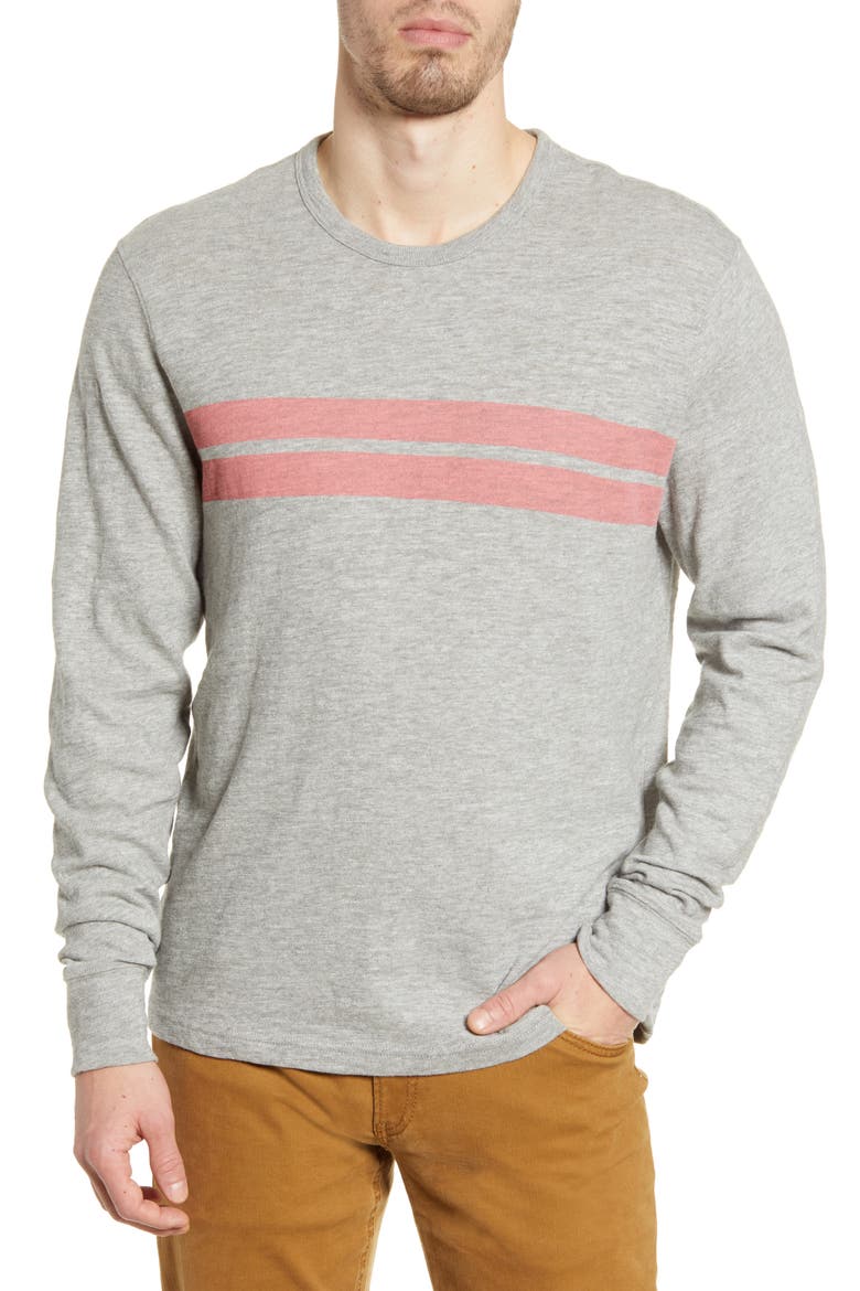 Surf Twin Stripe Long Sleeve T-Shirt, Main, color, GREY RED STRIPE