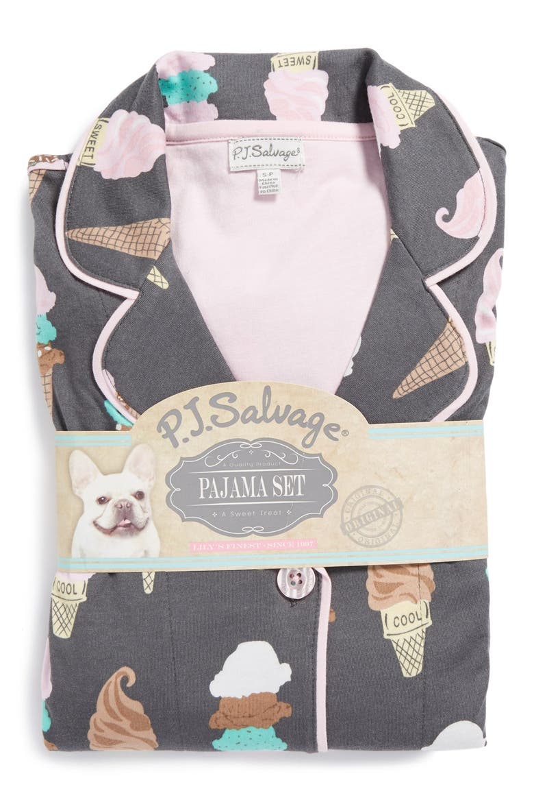 Print Jersey Pajamas, Alternate, color, GREY ICE CREAM
