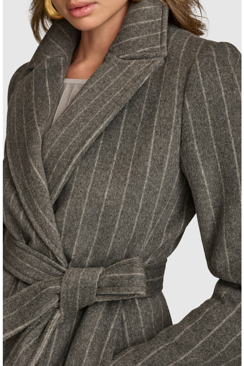 Belted Wool Blend Coat, Alternate, color, PINSTRIPE