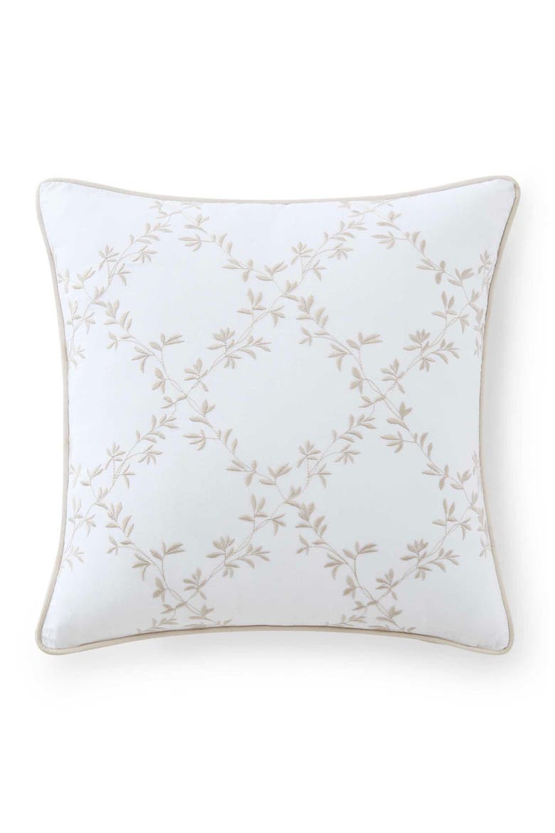 Blooming Trellis Cotton Decorative Pillow, Main, color, WHITE/ FEATHER
