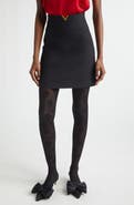 Valentino V-Detail Solid Crepe Couture Miniskirt
