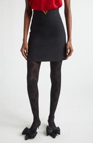 Valentino V-Detail Solid Crepe Couture Miniskirt