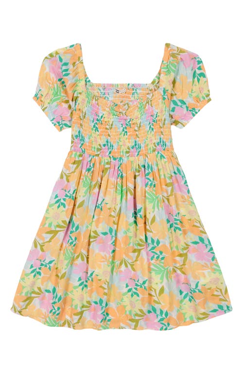 Shop Billabong Kids' Beach Dream Floral Crinkle Crepe Dress In Salt Crystal