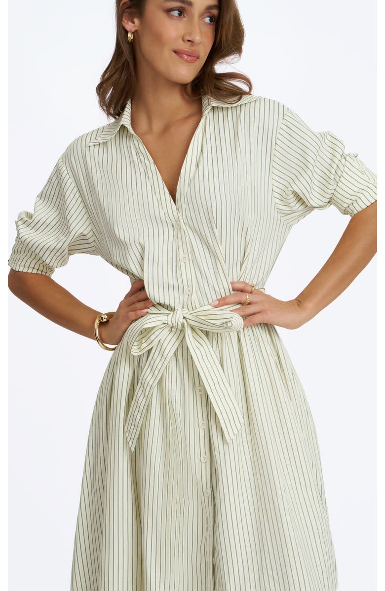 Miss Circle Danica Poplin Striped Shirt Midi Dress, Alternate, color, Green