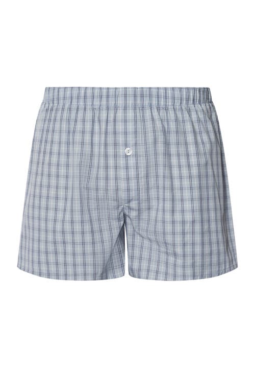 Hanro Fancy Woven Cotton Boxer In Sea Breeze Check