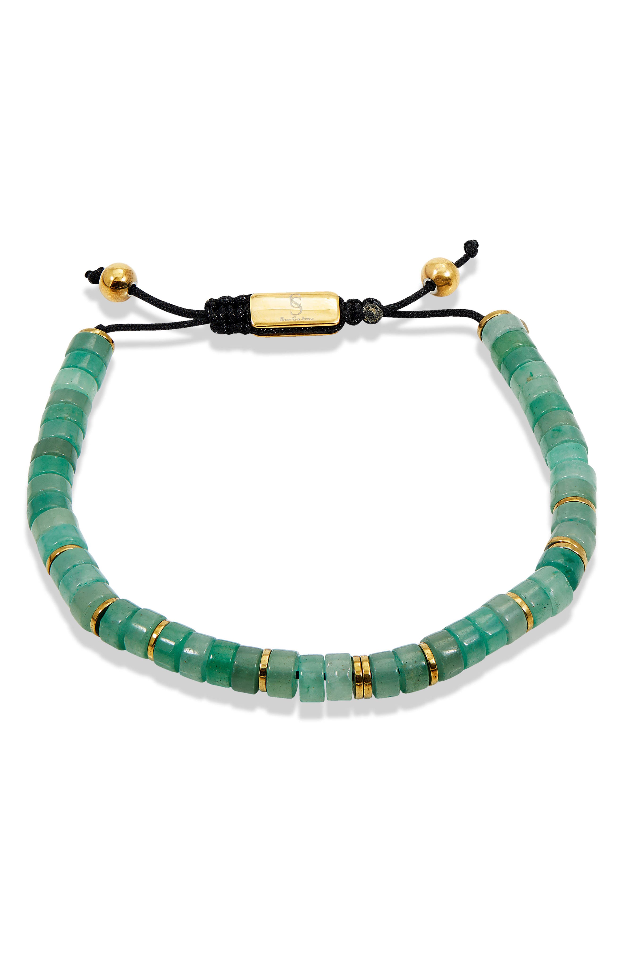 SAVVY CIE JEWELS Aventurine Adjustable Slider Bracelet