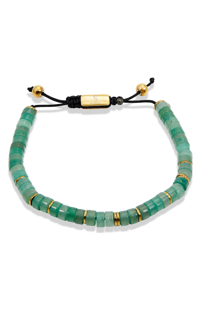 SAVVY CIE JEWELS Aventurine Adjustable Slider Bracelet, Main, color, Green