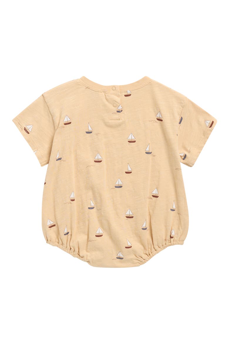 Sailboat Print Cotton Bubble Bodysuit, Alternate, color, BUTTERSCOTCH