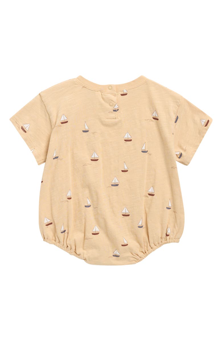 Rylee + Cru Sailboat Print Cotton Bubble Bodysuit, Alternate, color, Butterscotch