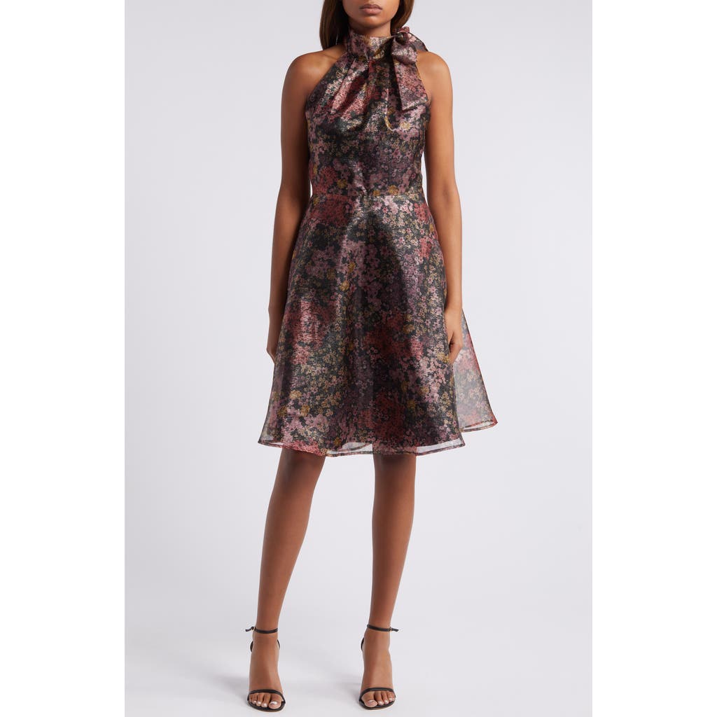 Black Halo Audrey Metallic Floral Cocktail Dress in Ditsy Delight