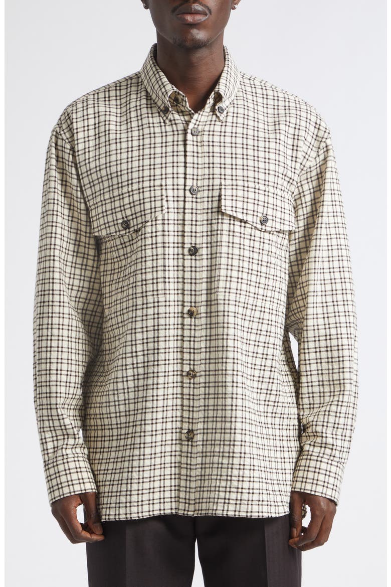 Cromo Check Button-Down Shirt, Main, color, ECRU
