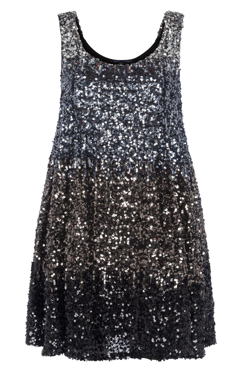 French Connection Estari Sequin Ombré Sleeveless Swing Dress, Alternate, color, 
